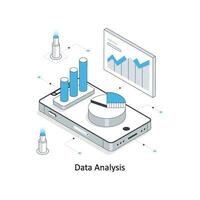 dati analisi isometrico azione illustrazione. eps file vettore