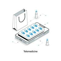 telemedicina isometrico azione illustrazione. eps file vettore