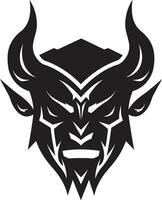 diabolico minaccia nero logo di diavolo S viso infernale sguardo aggressivo diavolo vettore logo