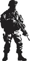 strategico vigilanza vettore nero militare icona militante precisione armato forze emblema design