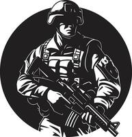 difensore S precisione nero soldato emblema combattere veglia armato forze vettore design