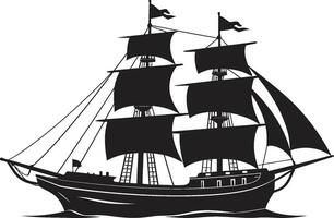 senza tempo navigatori vettore antico nave mitico nave nero nave icona design