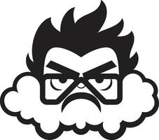 tempestoso furia cartone animato nube nero emblema irato tempesta arrabbiato vettore nube logo