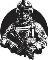 difensore S risolvere armato uomo nero emblema strategico difensore nero vettore militare logo