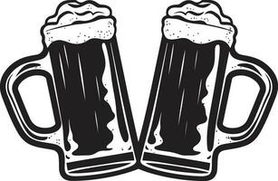 Saluti icona vettore birra boccale schiumoso birra chiara nero boccale logo