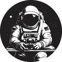 galattico pioniere astronauta casco simbolo interstellare avventuriero nero spazio logo vettore