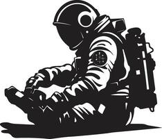 cosmico esploratore astronauta vettore emblema spazio pioniere nero casco logo icona