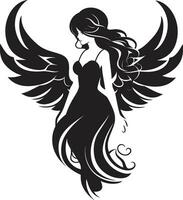 etereo custode vettore angelo icona radiante serenità nero angelo logo