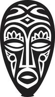 ancestrale sussurra emblema di africano maschera ritualistico discussioni nero logo tribale maschera vettore