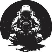 cosmico viaggio nero astronauta logo icona celeste pioniere vettore spazio esploratore