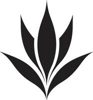 aloe eleganza vettore nero pianta icona botanico essenza aloe Vera nero logo