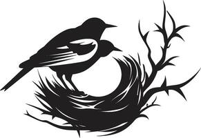 Nestcraft tessitore uccello icona aereo abilità artistica nero nido emblema vettore