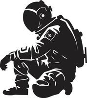 spazio esploratore astronauta emblematico vettore cosmico viaggio nero astronauta logo icona