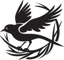 aviaria abilità artistica nero nido logo design tessitore S Ali vettore nido simbolo
