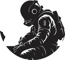 cosmo voyager nero spazio esploratore logo galattico spedizioniere astronauta vettore icona