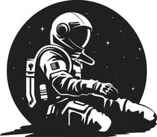 cosmico avanguardia astronauta emblematico icona galattico esploratore nero vettore logo
