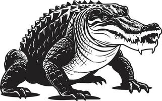 feroce maestà alligatore vettore logo primordiale cacciatore nero alligatore icona