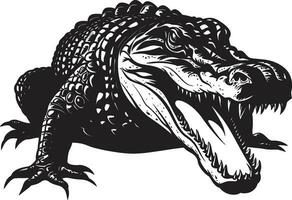 primordiale molestatore alligatore nero icona palude maestà vettore alligatore emblema