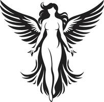 celeste grazia angelo Ali emblematico icona divine serenità nero angelo logo design vettore