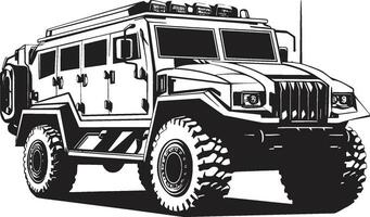 guerriero S cavalcata esercito 4x4 emblematico icona custode rover nero esercito trasporto logo vettore