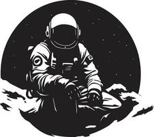 spazio esploratore astronauta emblematico vettore cosmico viaggio nero astronauta logo icona