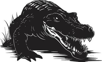 feroce alligatore maestà nero vettore logo natura selvaggia custode alligatore icona design