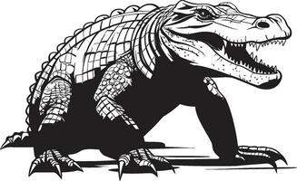 giungla custode nero alligatore logo design primordiale molestatore alligatore nero icona vettore