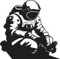 stellare navigatore vettore astronauta simbolo cosmo pioniere nero casco logo