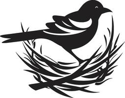 tessitore S Ali vettore nido simbolo nido genio nero uccello emblema
