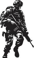 militante precisione armato forze emblema design guerriero valore nero vettore soldato logo