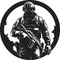 soldato S risolvere nero militare icona combattere sentinella vettore militare logo