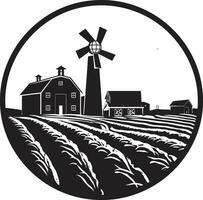 rurale ritiro nero logo design per agriturismo fattoria eleganza vettore agriturismo emblema