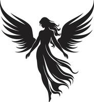 serafico eleganza vettore angelo Ali celeste armonia angelico nero logo