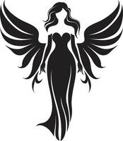 radiante etereo vettore angelo emblema angelico bellezza nero Ali icona design
