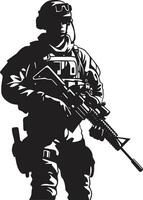 soldato S risolvere nero militare icona combattere custode vettore soldato emblema