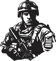 tattico custode armato soldato nero icona militante protettore vettore militare emblema