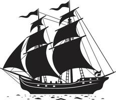 marittimo eredità nero nave logo icona marinaro eredità vettore antico nave