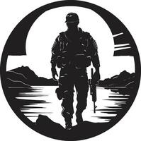 custode valore nero militare icona design combattere precisione vettore armato forze logo