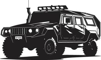 guerriero S cavalcata esercito 4x4 emblematico icona custode rover nero esercito trasporto logo vettore