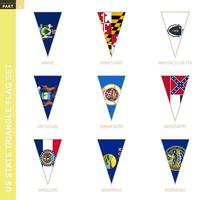 triangolo Stati Uniti d'America stati bandiera impostare, stilizzato stato bandiere vettore