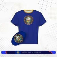 nuovo Hampshire Rugby maglia con Rugby palla di nuovo Hampshire su astratto sport sfondo. vettore