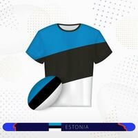 Estonia Rugby maglia con Rugby palla di Estonia su astratto sport sfondo. vettore