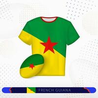 francese Guiana Rugby maglia con Rugby palla di francese Guiana su astratto sport sfondo. vettore