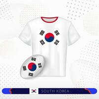 Sud Corea Rugby maglia con Rugby palla di Sud Corea su astratto sport sfondo. vettore