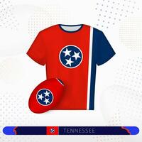 Tennessee Rugby maglia con Rugby palla di Tennessee su astratto sport sfondo. vettore