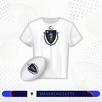 Massachusetts Rugby maglia con Rugby palla di Massachusetts su astratto sport sfondo. vettore