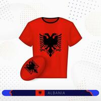 Albania Rugby maglia con Rugby palla di Albania su astratto sport sfondo. vettore