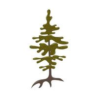 verde albero mano disegnato nel scarabocchio stile. isolato vettore illustrazione. per figli, per carte, per Giochi, per design