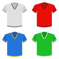 classico magliette impostato nel piatto stile. camicie colorato modelli icone isolato su bianca sfondo. Abiti vettore illustrazione