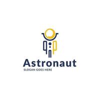 minimalista astronauta logo design con semplicistico spazio completo da uomo e casco vettore
